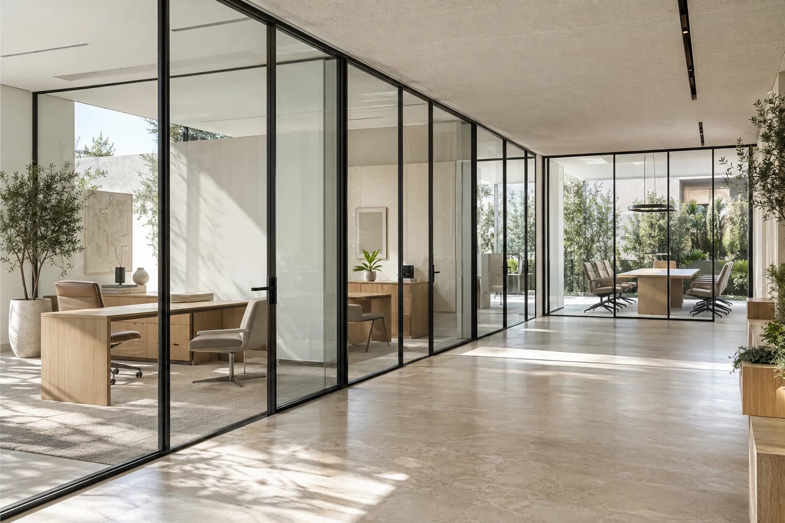 Bureaux lumineux séparés par des cloisons Slim vitrées à Casablanca